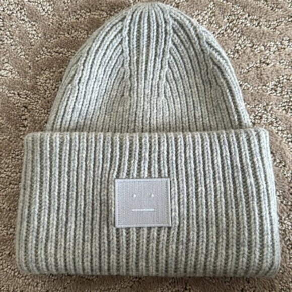Acne Studios Pansy ribbed-knit wool beanie Light Grey Melange OS - Picture 3 of 7